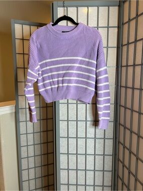 Primark Lavender Striped Cropped Sweater